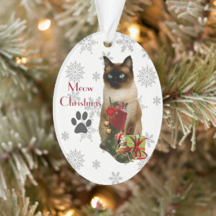 Cute Siamese Cat Christmas Ornament
