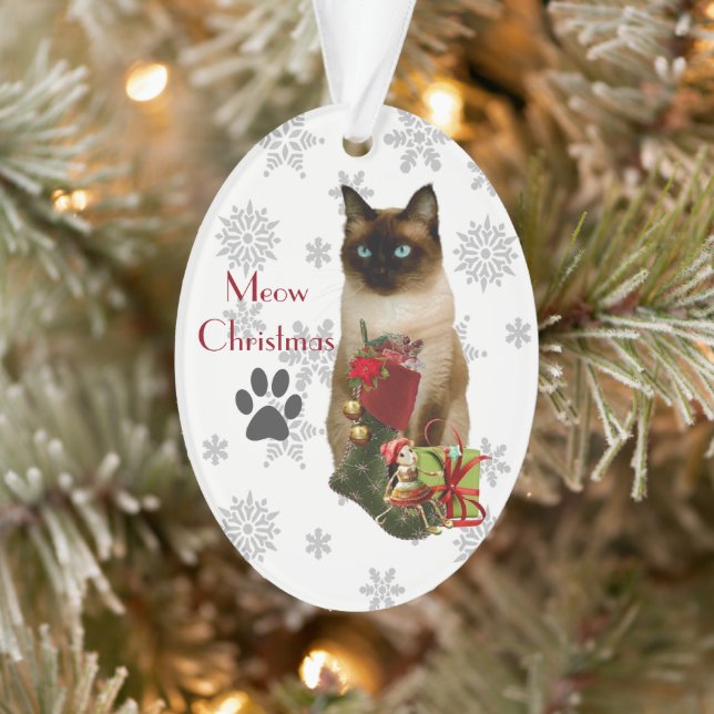 Cute Siamese Cat Christmas Ornament (Tree)