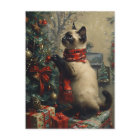 Cute Siamese Cat Christmas Vintage