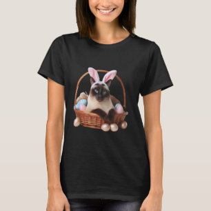 Cute Siamese Cat Easter Egg Hunt Owner Bunny Ears  T-Shirt