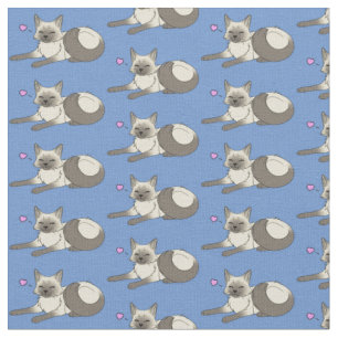 Cute Siamese Cat Fabric