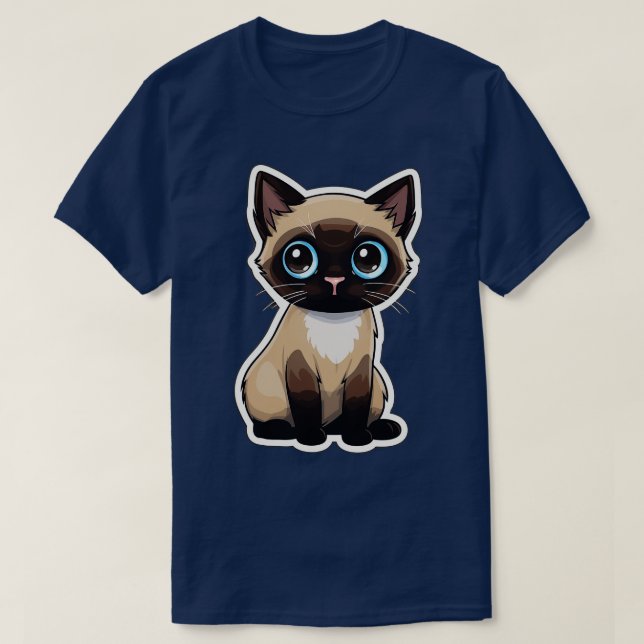 Cute Siamese Cat Lover Funny Siamese Cat T-Shirt (Design Front)
