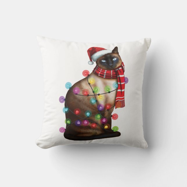 Cute Siamese Cat Lover Funny Xmas Holiday Gift Cushion (Front)