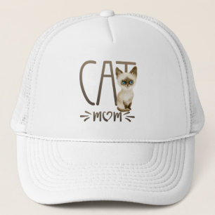 Cute Siamese Cat Mum Gift Funny Kitty Trucker Hat