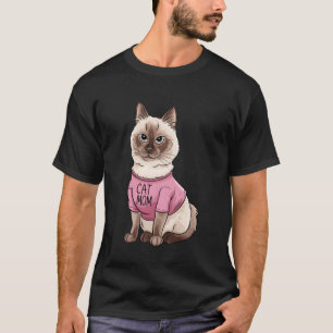 Cute Siamese Cat Mum Paw lover T-Shirt