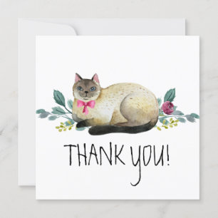 Cute Siamese Cat on White Thank You