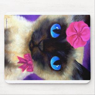 Cute Siamese Cat Painting Animal Art Mouse Mat