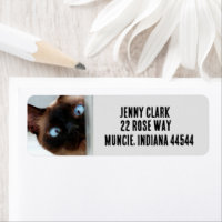 CUTE SIAMESE CAT PEEKING  RETURN ADDRESS LABELS