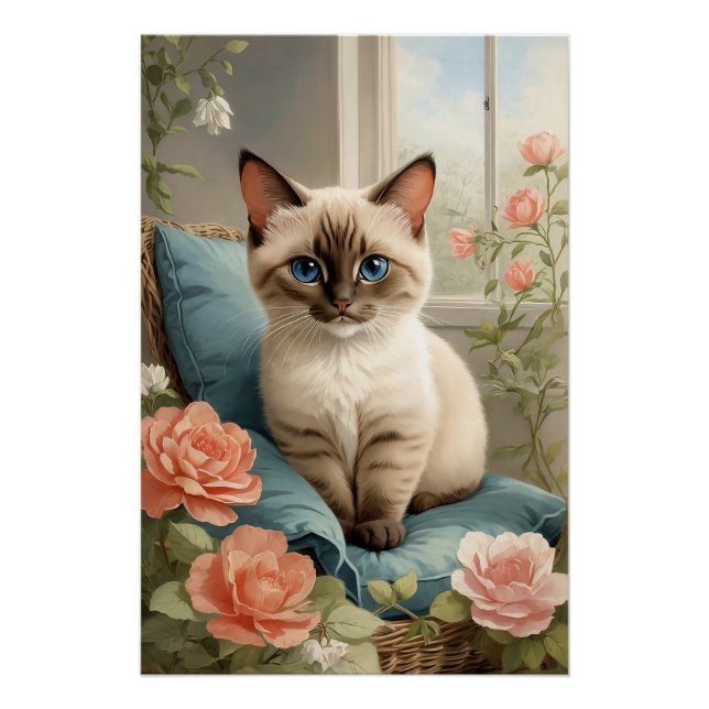 Cute Siamese Cat Poster (Front)