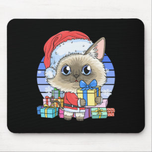 Cute Siamese Cat Santa Claus Christmas Xmas Kitten Mouse Mat
