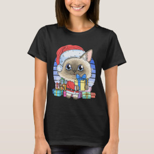 Cute Siamese Cat Santa Claus Christmas Xmas Kitten T-Shirt