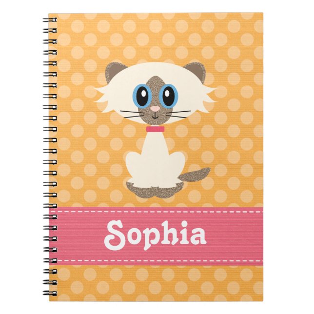 Cute Siamese Cat Spiral Notebook Journal (Front)