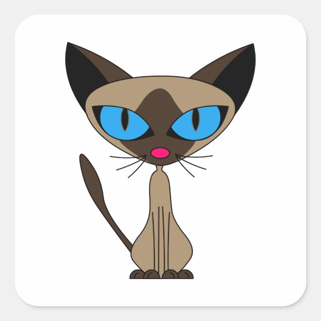 Cute Siamese Cat Square Sticker (Front)