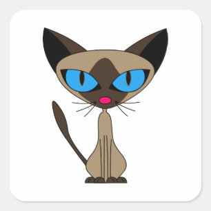 Cute Siamese Cat Square Sticker