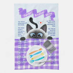 Cute Siamese Cat Tea Towel