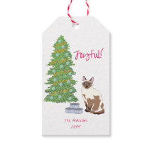 Cute Siamese Cat with Tuna Joyful Christmas