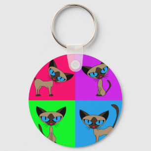 Cute Siamese Cats Key Ring