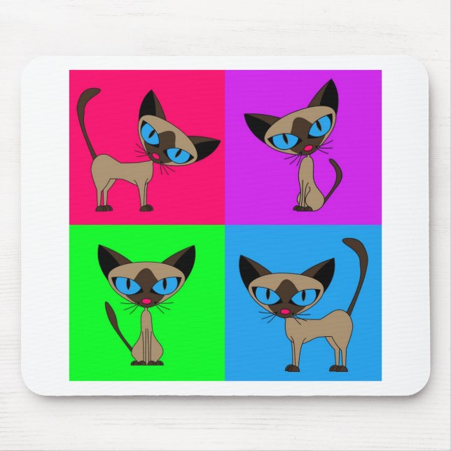 Cute Siamese Cats Mouse Mat (Front)