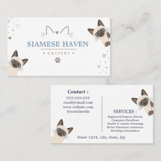 Cute Siamese Cattery Customisable Business Card