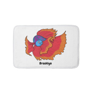 Cute Siamese fighting fish betta cartoon Bath Mat