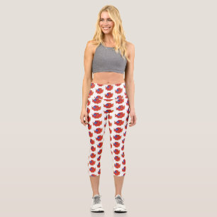 Cute Siamese fighting fish betta cartoon Capri Leggings