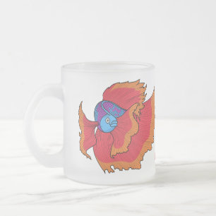 Cute Siamese fighting fish betta cartoon Frosted Glass Coffee Mug