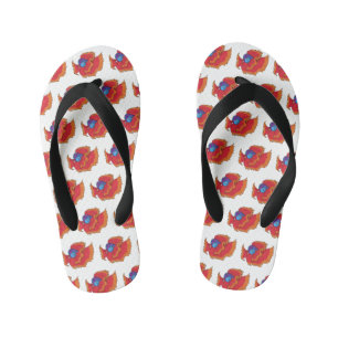 Cute Siamese fighting fish betta cartoon Kid's Flip Flops