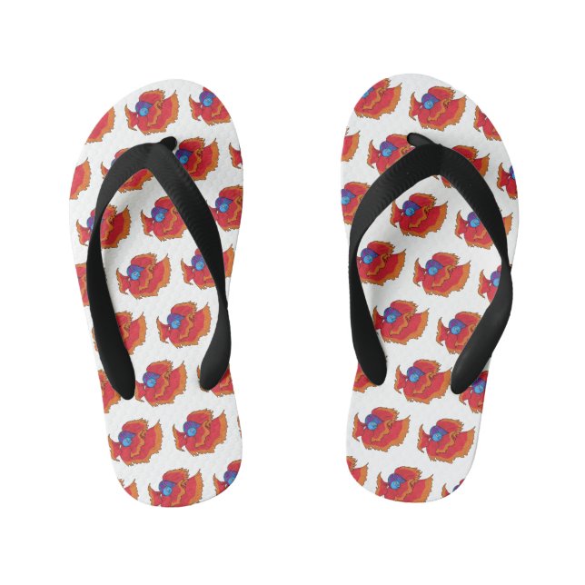 Cute Siamese fighting fish betta cartoon Kid's Flip Flops (Footbed)