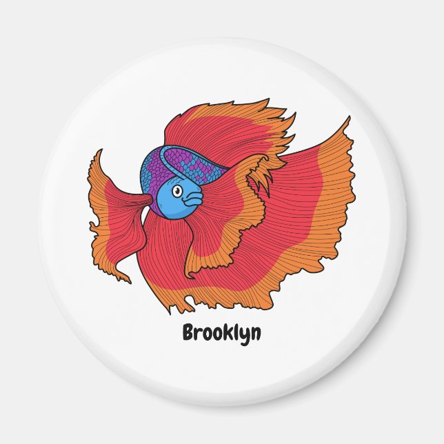 Cute Siamese fighting fish betta cartoon  Magnet (Front)