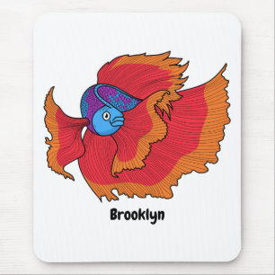 Cute Siamese fighting fish betta cartoon Mouse Mat