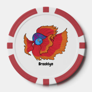 Cute Siamese fighting fish betta cartoon  Poker Chips