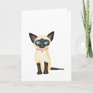 Cute Siamese kitten blank greetings card