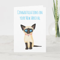 Cute Siamese kitten new pet card for a couple
