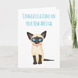 Cute Siamese kitten new pet card for a couple
