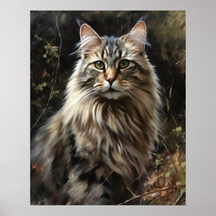 Cute Siberian Cat Art Print Poster