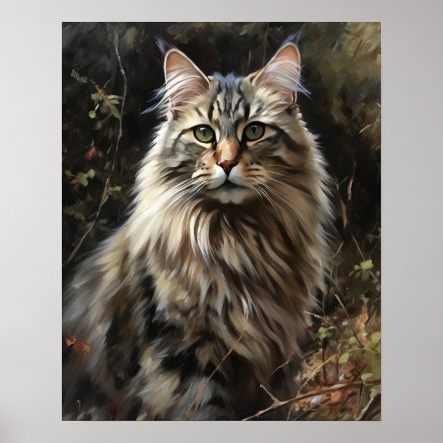 Cute Siberian Cat Art Print Poster (Front)