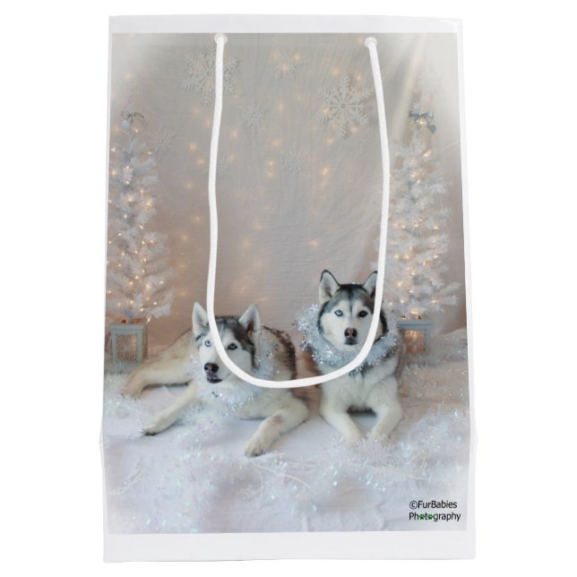 Cute Siberian Huskies Gift Bag (Back)