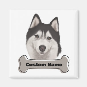 Cute Siberian Huskies Watercolor Pet Dog Magnet