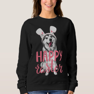 Cute Siberian Husky Bunny Ears Happy Easter Sweatshirt