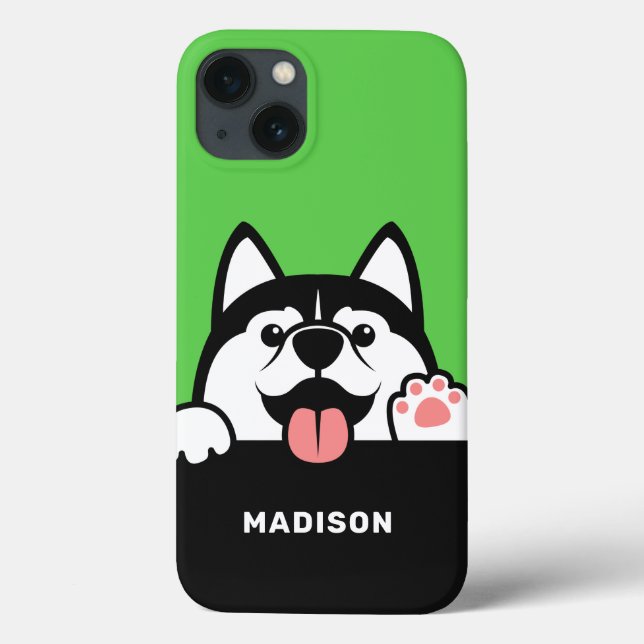 Cute Siberian Husky custom name phone cases (Back)