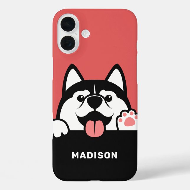 Cute Siberian Husky custom name phone cases (Back)