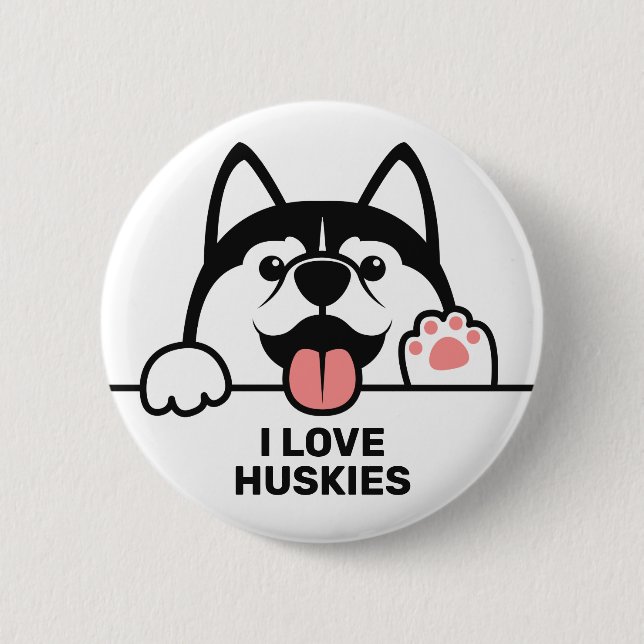Cute Siberian Husky custom text buttons (Front)