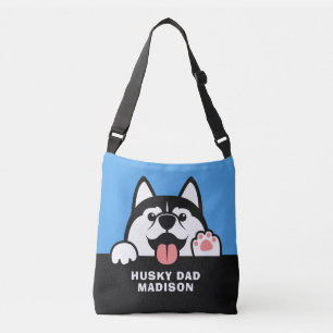 Cute Siberian Husky custom text Crossbody Bag