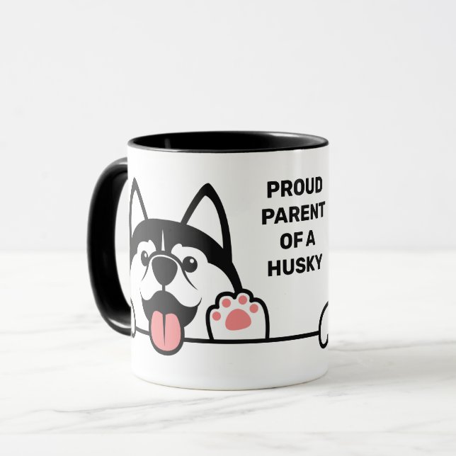 Cute Siberian Husky custom text mugs (Front Left)