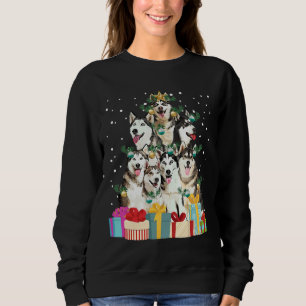 Cute Siberian Husky Dog Christmas Tree Sweatshirt