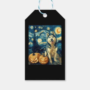 Cute Siberian Husky Dog Halloween Jack O Lantern P Gift Tags