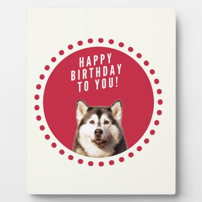 Cute Siberian Husky Dog Happy Birthday Plaque (Front)