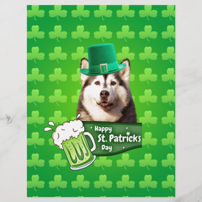 Cute Siberian Husky Dog Hat St. Patrick's Day (Front)