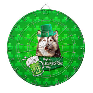 Cute Siberian Husky Dog Hat St. Patrick's Day Dartboard