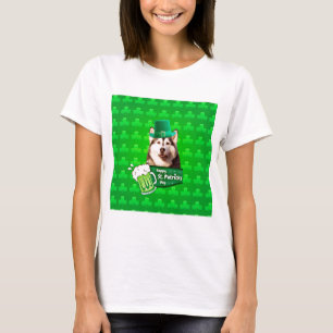 Cute Siberian Husky Dog Hat St. Patrick's Day T-Shirt
